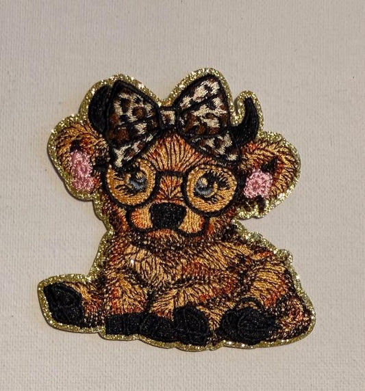 brown cow w/ cheetah bow-hat patch