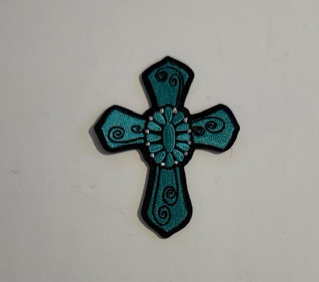 Teal cross hat patch