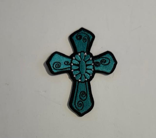 Teal cross hat patch
