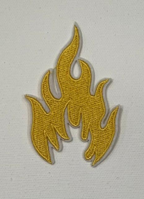 Flames, yellow hat patch