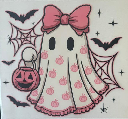 Pink Ghost - pink bow, pumpkin