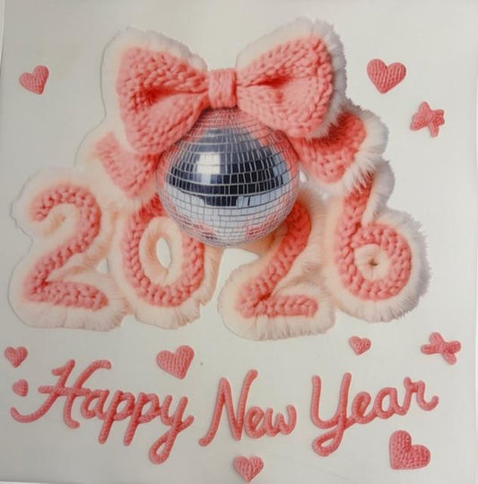 2026 Happy New Year-pink yarn