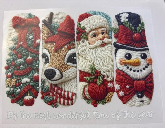 Christmas Tree, reindeer, Santa, Snowman - yarn