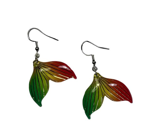 Earrings Green Yellow Red