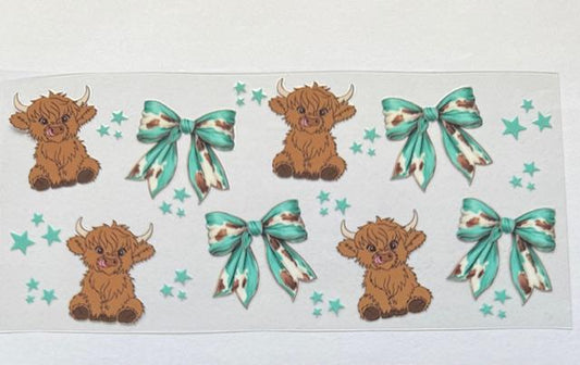 Cow with teal bows