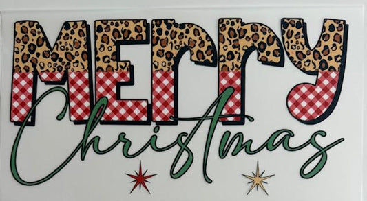 Merry Christmas - Cheetah and red checkered