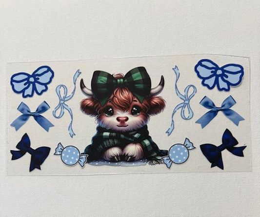 Cow-green plaid bow, blue bows