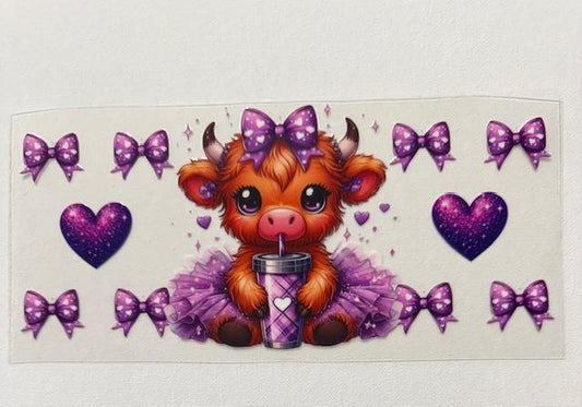 Cow purple hearts bows