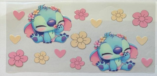 Sticth - baby pink, beige flowers