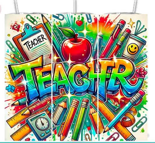 Teacher colorful supplies