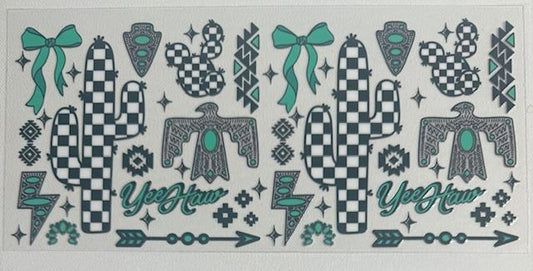 Yee Haw - checkered cactus/teal