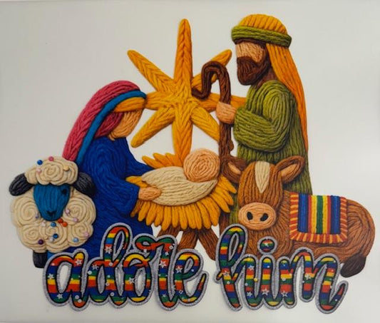 Adore him-yarn Nativity