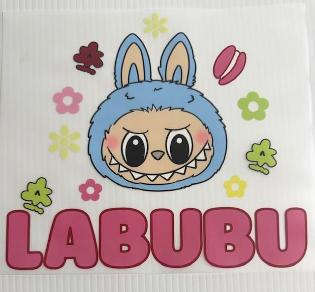 Labubu -blue -  big pink letters
