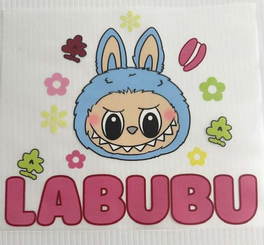 Labubu -blue -  big pink letters