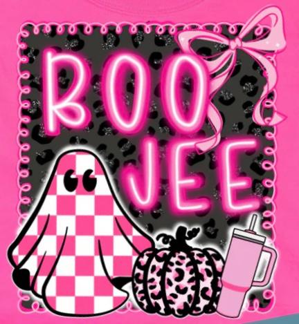 Boo Jee - pink, checkered ghost