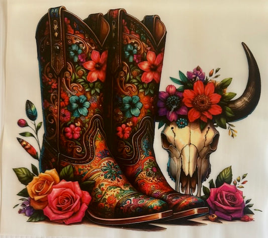 Boots/Skull colorful flowers
