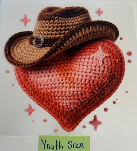 Yarn Heart with cowboy hat