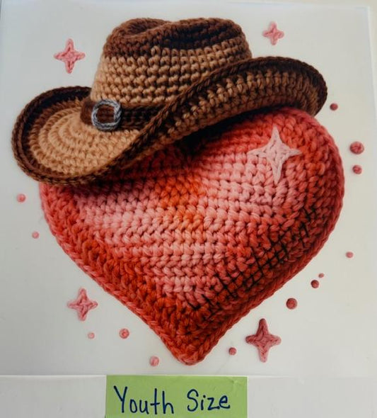 Yarn Heart with cowboy hat
