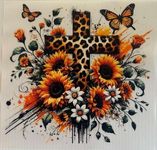 Cheetah Cross with Sunflowers