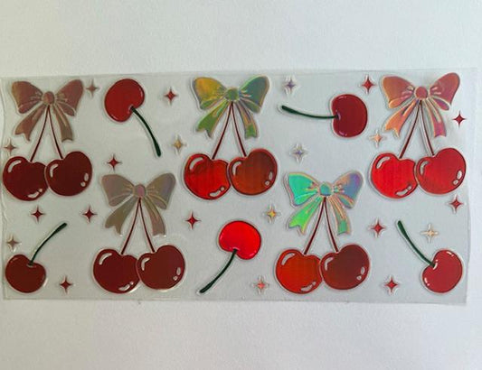 Cherries pink bows halo cup wrap