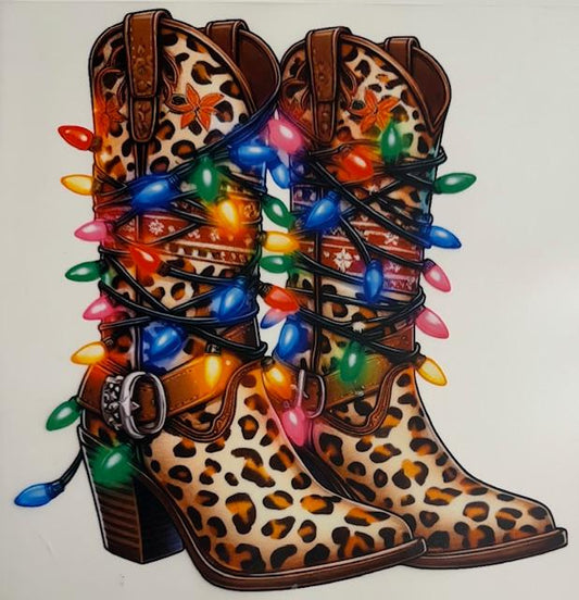 Boots with Christmas lights