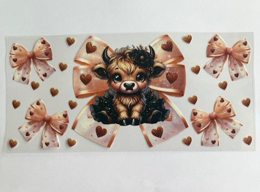 Cow brown/white bows cup wrap