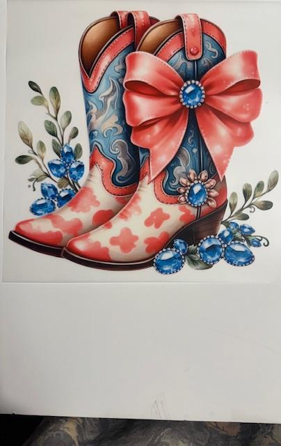 Pink/blue cowboy boots