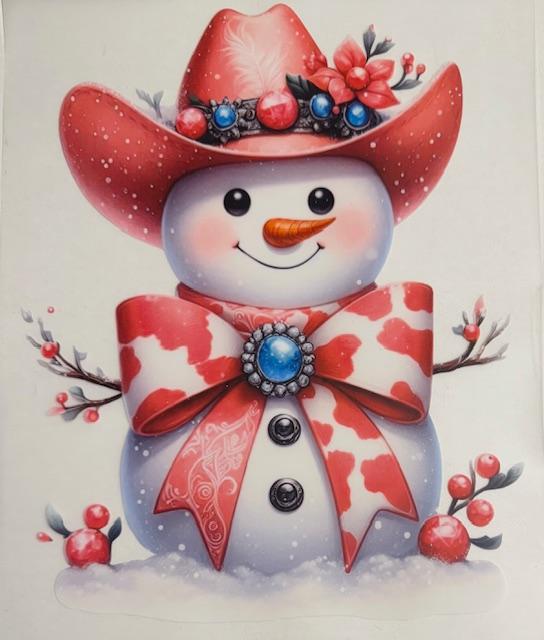 Christmas pink Cowboy snowman