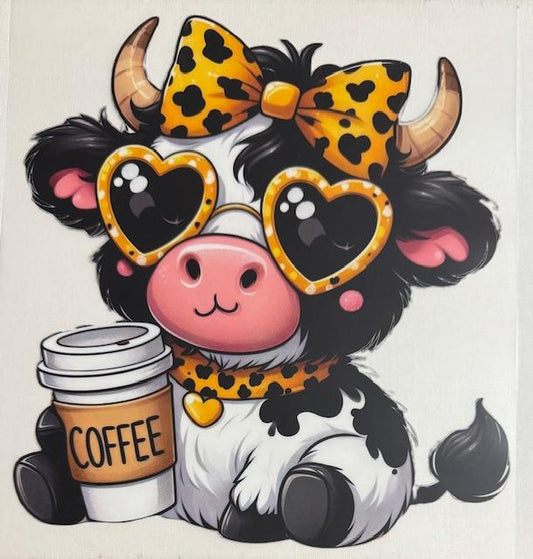 Coffee Cow - cheetah bow