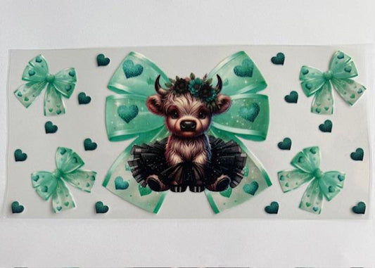Cow - green bows cup wrap