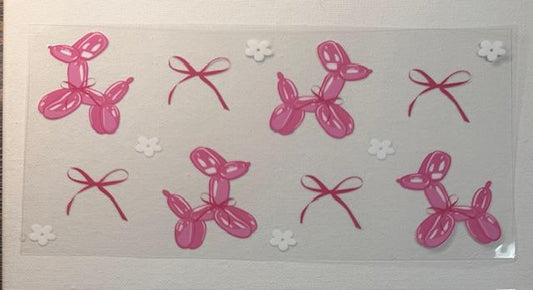 Balloon Dogs - pink bows, daisies