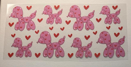 Balloon Dogs - pink w/ red hearts