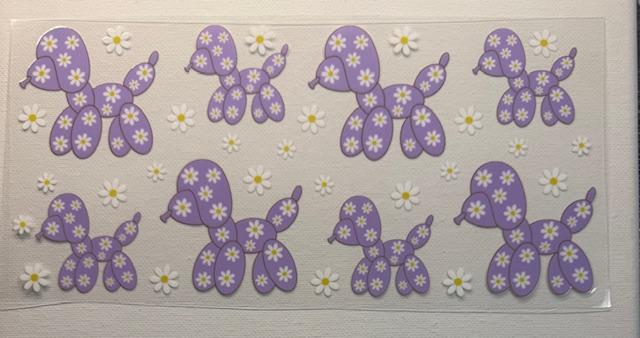 Balloon Dogs - purple, daisies