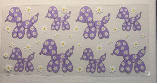 Balloon Dogs - purple, daisies