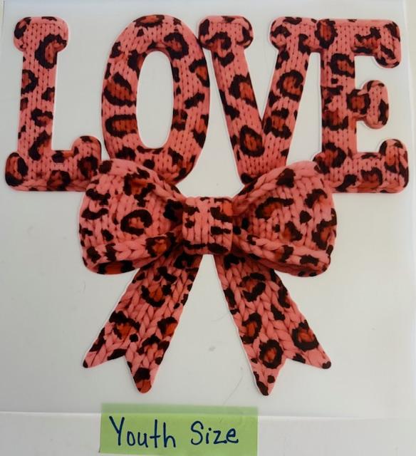 Love -pink cheetah yarn bow