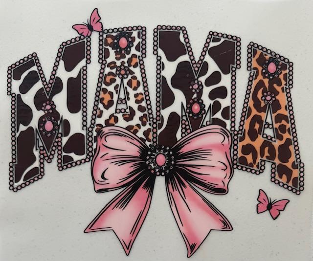 Mama - animal print with pink bow