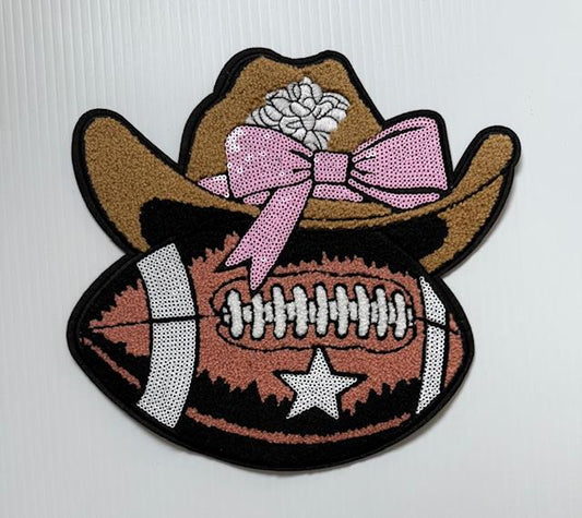 Football w/ cowboy hat- fur Patch