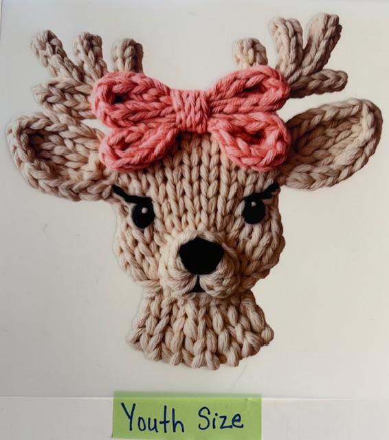 white reindeer w/ pink yarn bow