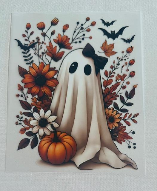 Ghost - bow and orange flowers 7"
