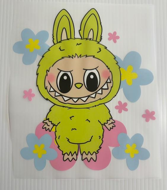 Labubu - lime green w/ flowers