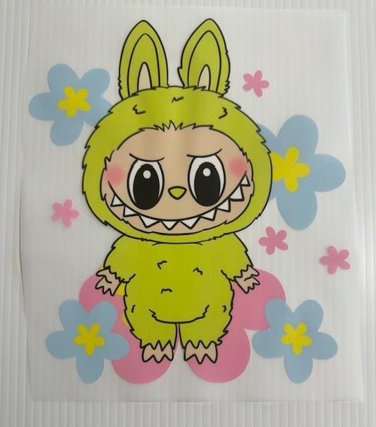 Labubu - lime green w/ flowers