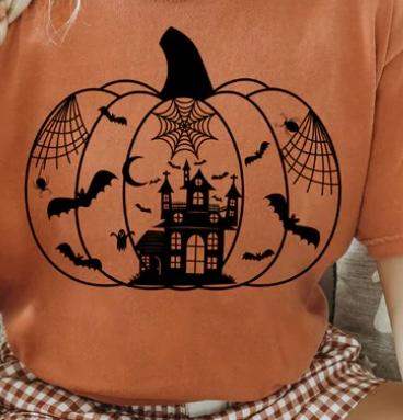 Haunted house in pumpkin - Halloween