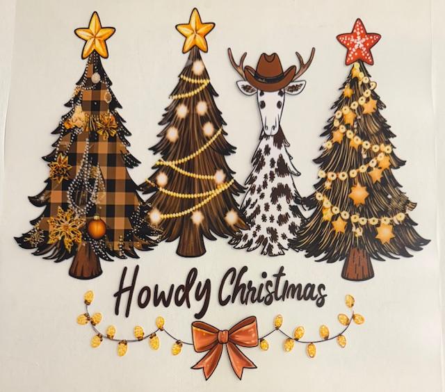 Howdy Christmas-1 cow tree, 3 trees w/ stars