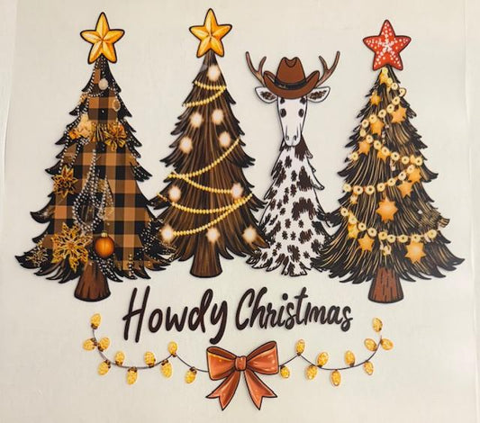 Howdy Christmas-1 cow tree, 3 trees w/ stars
