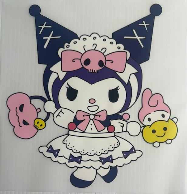 Kuromi - dressed in white, purple