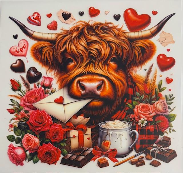 Valentines Cow-letter in mouth