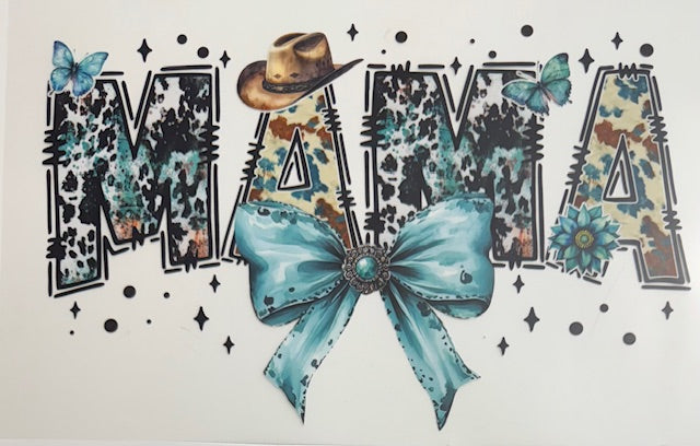 Mama - teal, hat on A