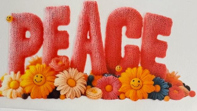 Peace, flowers at bottom