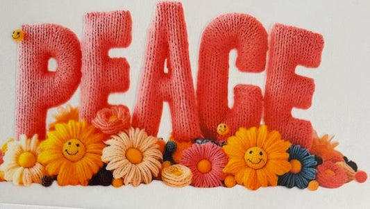 Peace, flowers at bottom