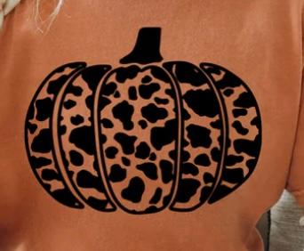 Pumpkin - cow print-black print